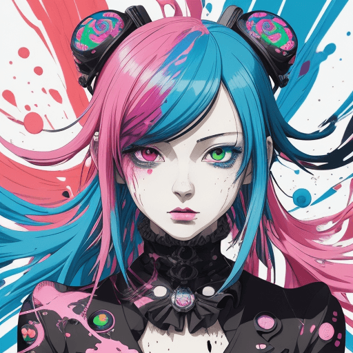 AI generated: anime drawing art, in the style of crisp neo-pop illustrations, swirling colors, bold and colorful p...