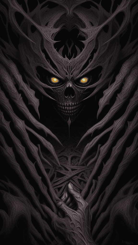AI generated: macabrepaper, sin, Envy,  nightmare, digital blasphemycore, smooth extreme detail, with eerie metall...