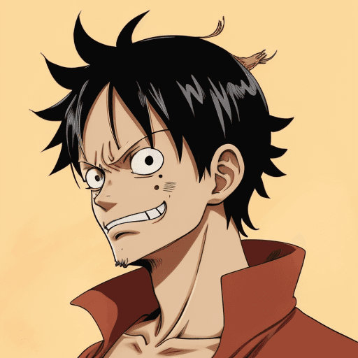 AI generated: crea una imagen de luffy de one piece de perfil en un solo color 
