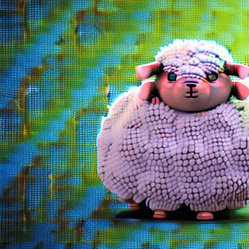 AI generated: an unique color, symbol pattern small, anime style, cute sheep with wool, dreamlike, Ethereal, Paste...