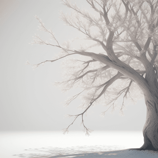 AI generated: white branches grow from the heart and fill the space, octane render, 8k