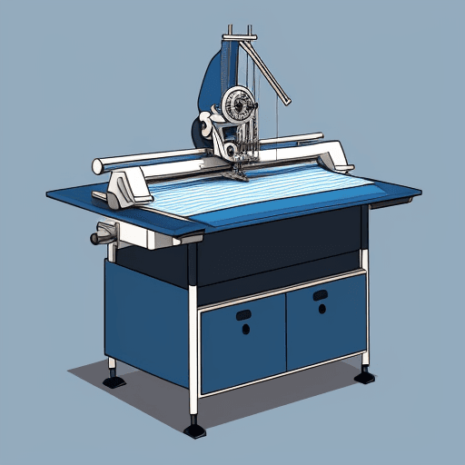 AI generated: Vector graphic of a single fabric machine, blue color scheme, isolated illustration.