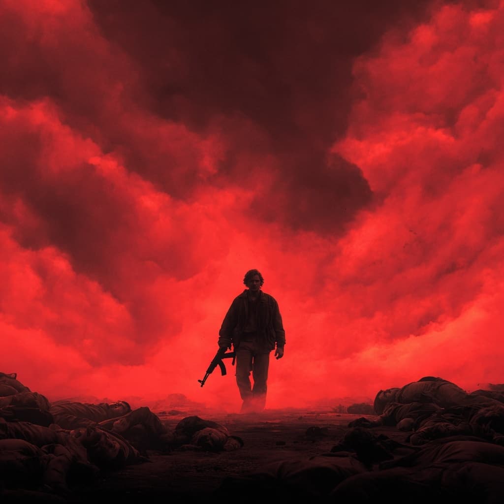 AI generated: A movie poster of a rugged,cloud-like figure with noir-inspired appearance, facing and walking towar...