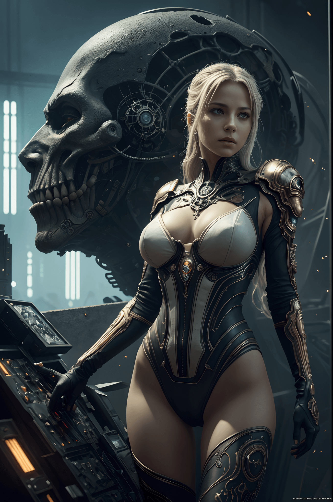 AI generated: olpntng style, Lovely white erotic princess of plant beautiful body, face of Shakira, scifi, futuris...