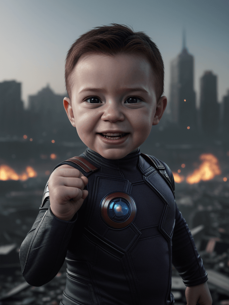 AI generated: Realism, best realism, portrait, portraiture, portrait photography, little baby Thanos, marvel movie...
