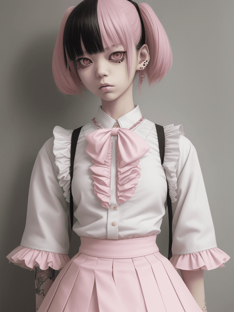 AI generated: (Masterpiece, Award winning , Best Quality:1.2), art by Shintaro Kago, solo, menhera, Yamikawa Punk,...