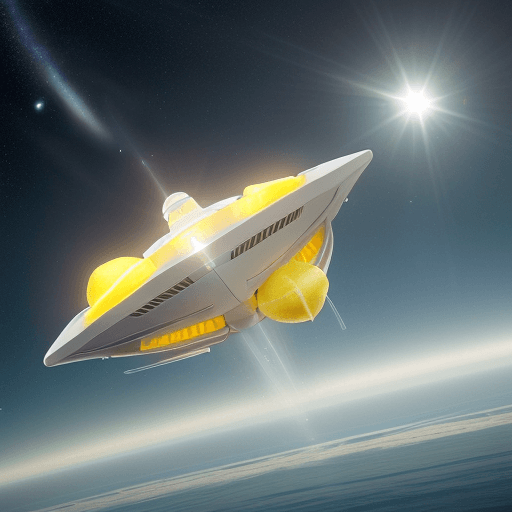 AI generated: Amidst the vast cosmic expanse, a lemon-inspired starship gracefully traverses the celestial sea. Th...