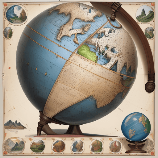 AI generated: Top Half: Title "Discover Our World: An Encyclopedia of History, Geography and Art" in large, colorf...
