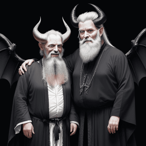 AI generated: A sepiatoned photograph of an old man with long white beard and priestly robes standing next to the ...