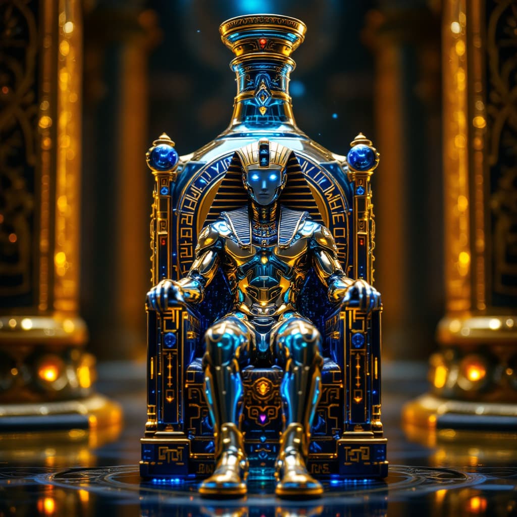 AI generated: "A magnificent and unparalleled bottle, crafted from polished, ancient gold that gleams like a forgo...
