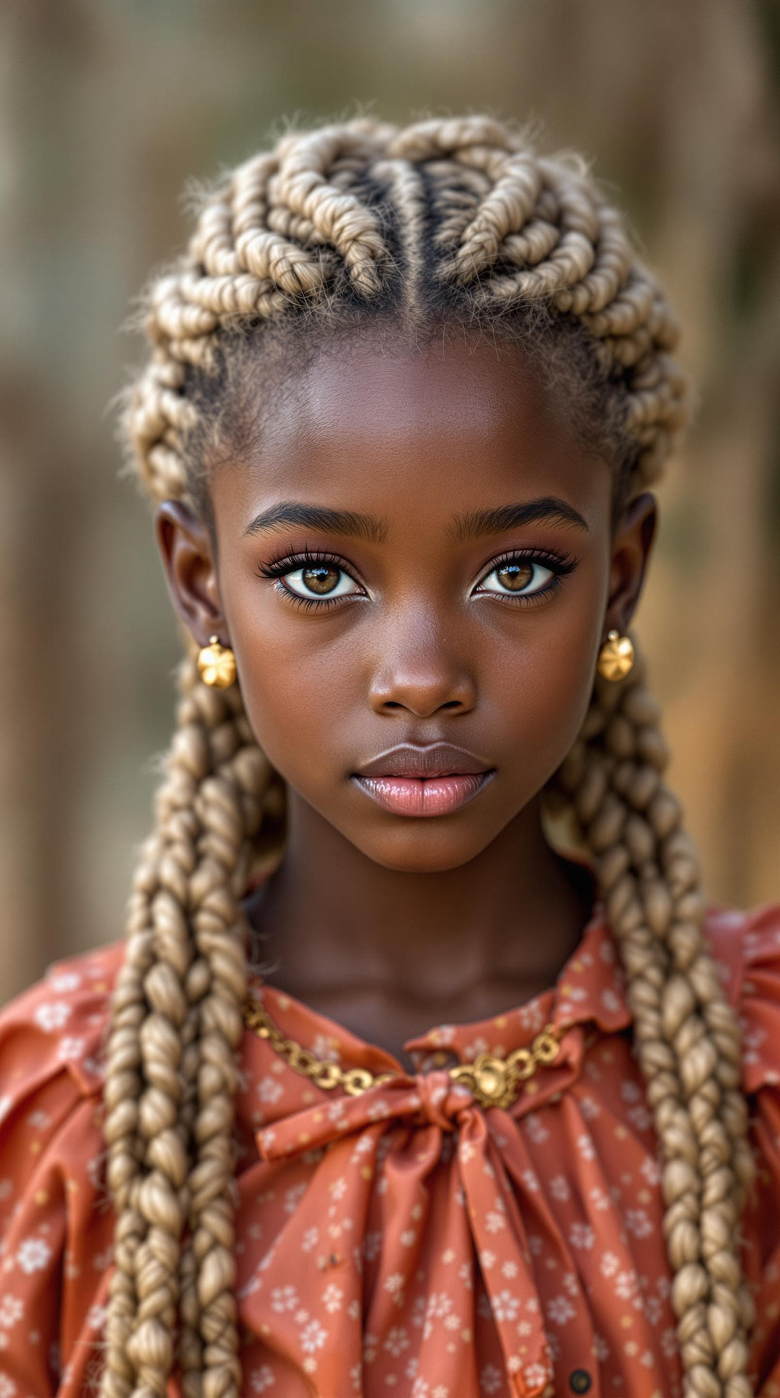 AI generated: a professional photo of a exceptionally beautiful girl in the world (age 10), (ten year old), Africa...