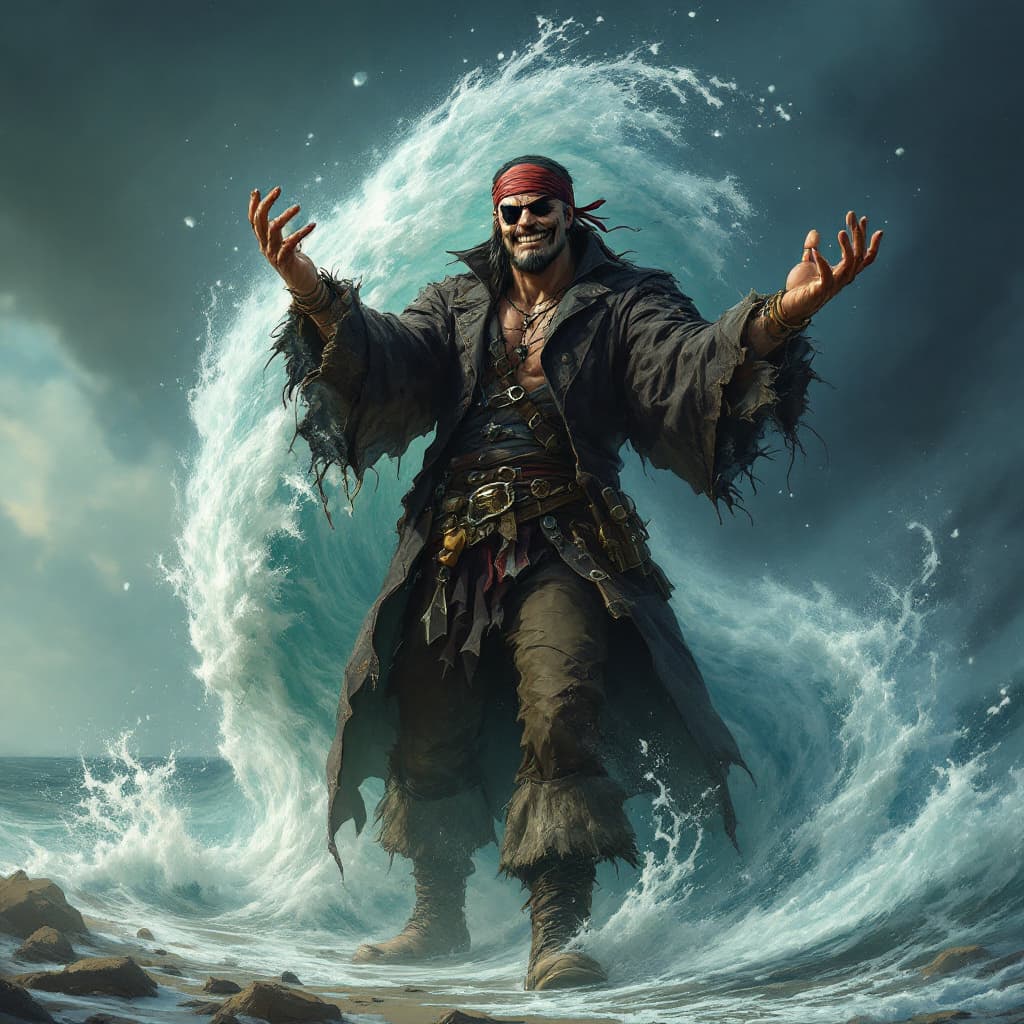 AI generated: A tall, thin villain with a sinister expression, his face scarred and marked by a large, jagged scar...
