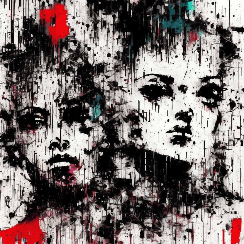 AI generated: zombie abstract illustration, glitch effects, fading, by Guy Denning, by Johannes Itten, by Russ Mil...