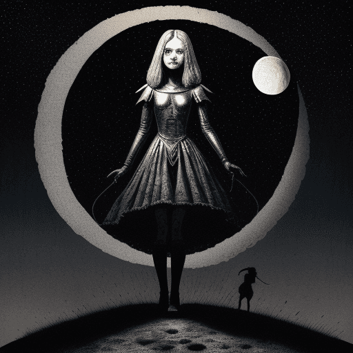 AI generated: A girl hollywood star standing on a hill (make it very hollywood like stars) stars in sky, moon with...