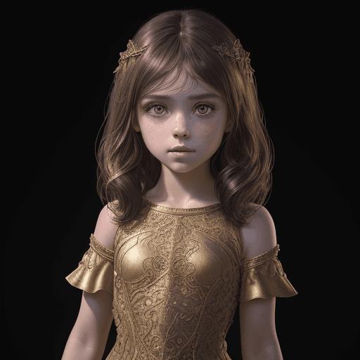 AI generated: full body, 8 year old girl, beautiful, brunette hair, little girl, short tight clothes, realistic, a...