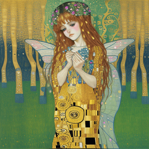 AI generated: Create an image of a beautiful fairy style Gustav Klimt 