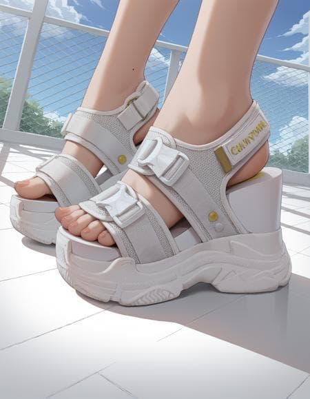 Cyber Mesh Wedge Sandals