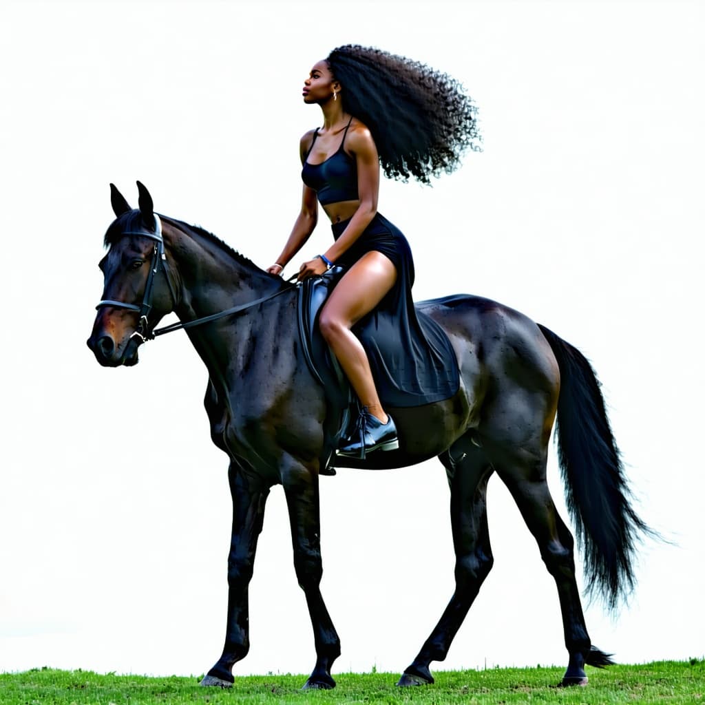 AI generated: White woman rides a black man