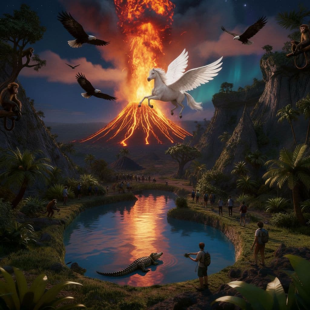 AI generated: que salga fuego del volcán