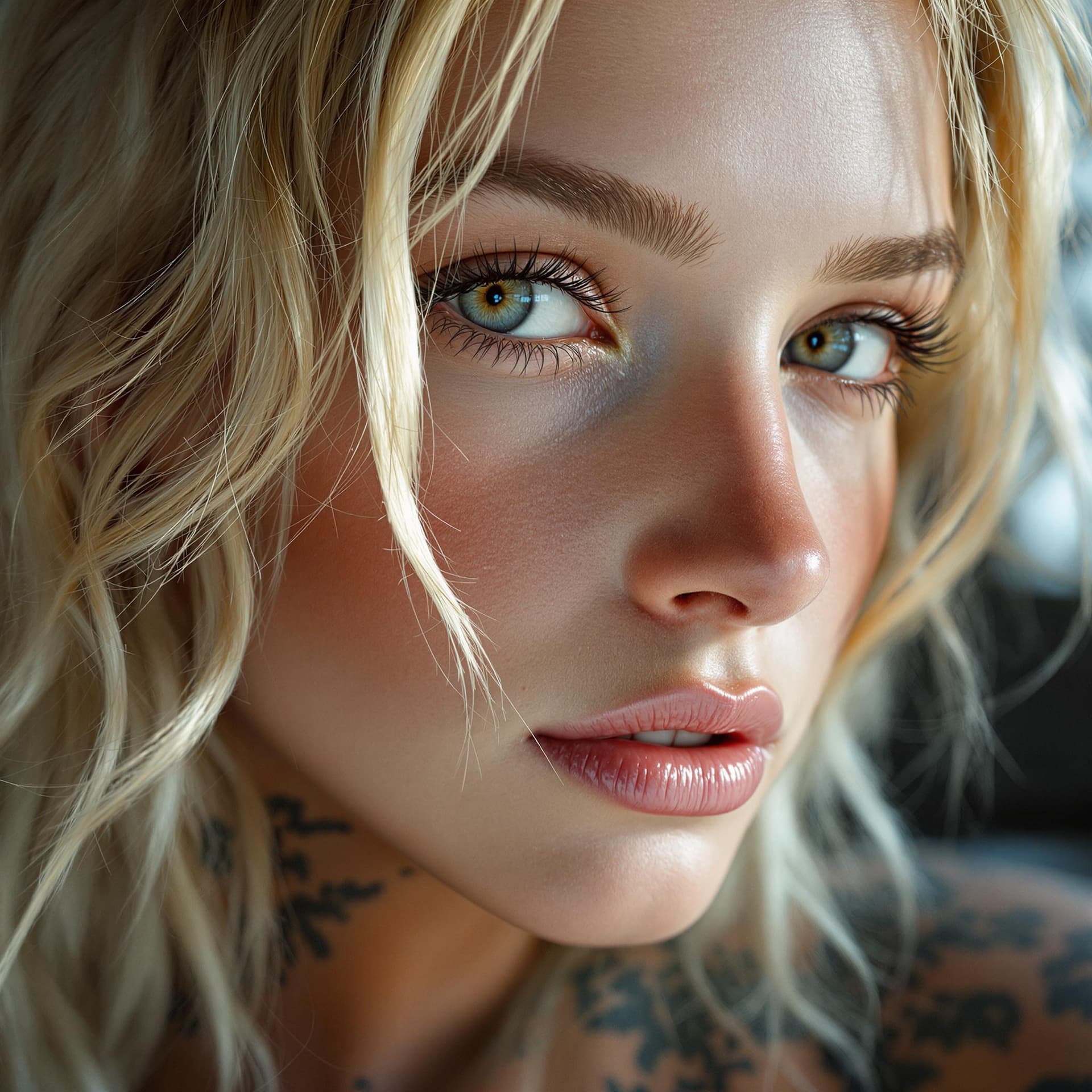 AI generated: white skin blonde with skinny hot face