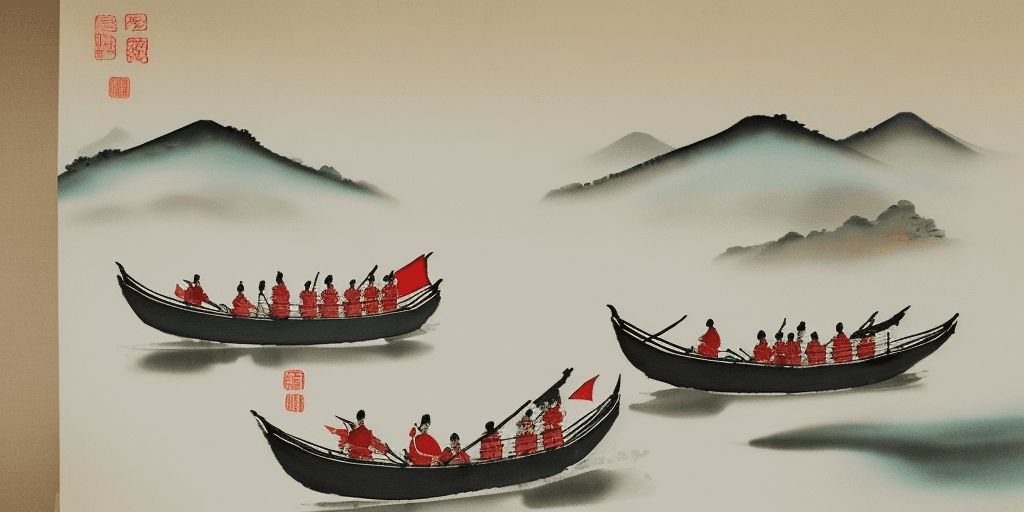 AI generated: Imitate the style of Emperor Huizong of the Song Dynasty and paint an ink painting of the Dragon Boa...