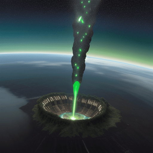 AI generated: Meteorite with emerald glow falls from the sky