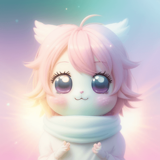 AI generated: Candid Shot, a cute anime mascot dissolving into adorable, pastel hues, blending into a soft, pastel...