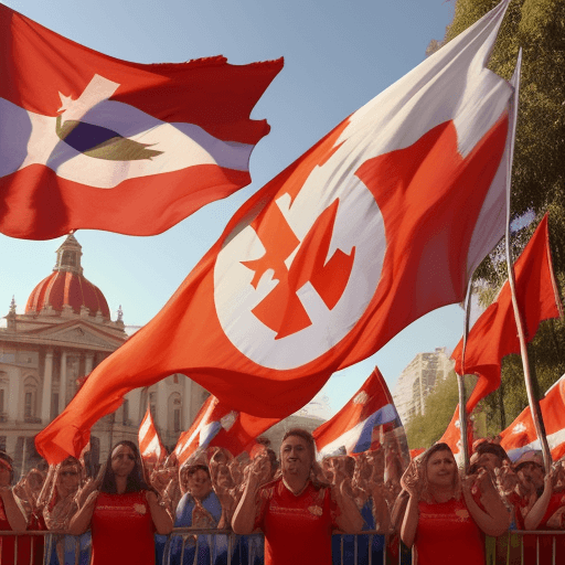 AI generated: imagine the victory of the communist party in paraguay and party with people infront of Palacio de L...