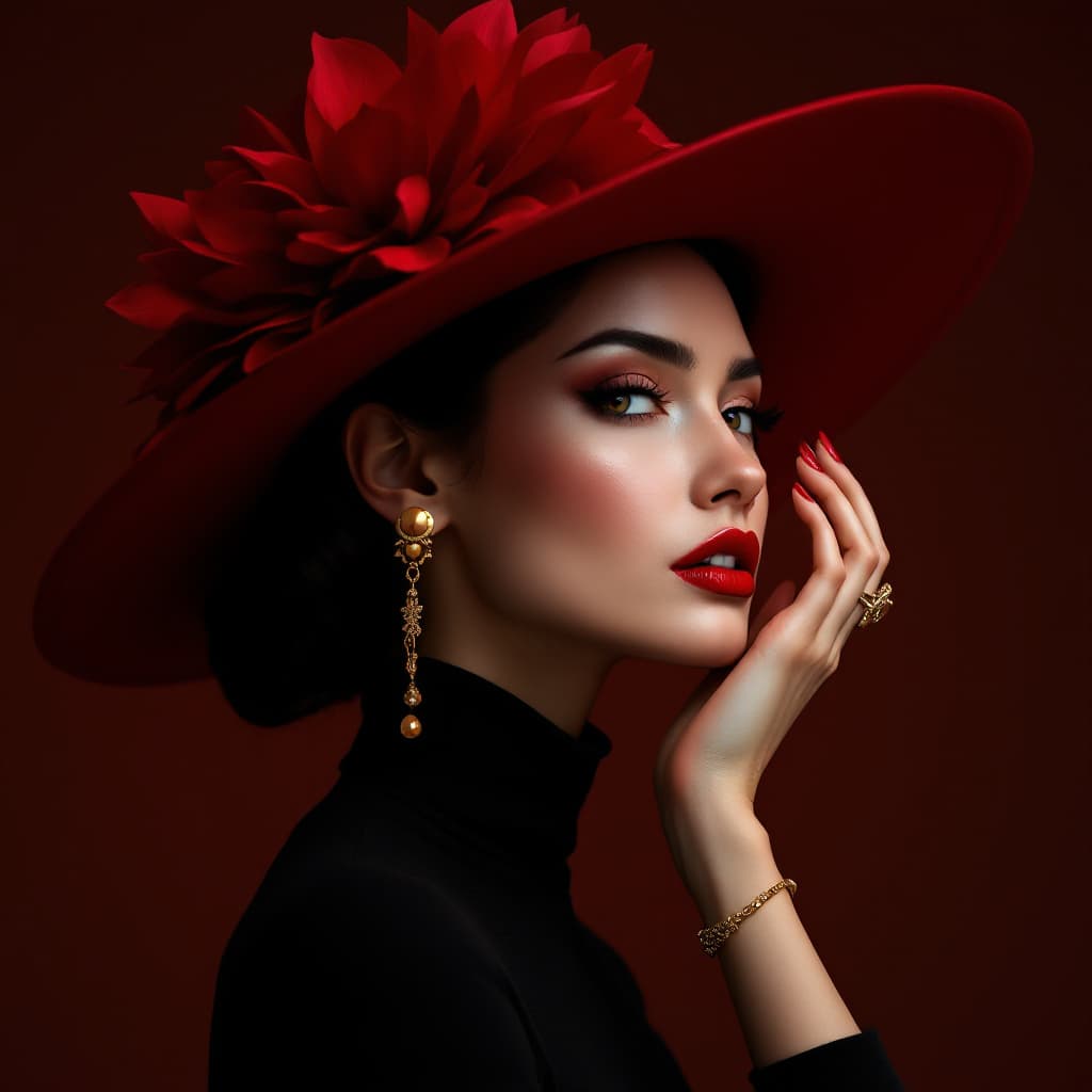 AI generated: Woman, (ethnicity:1.0), (age:2.0), (detailed clothing:1.2), (accessories:1.2), (facial features:1.3)...