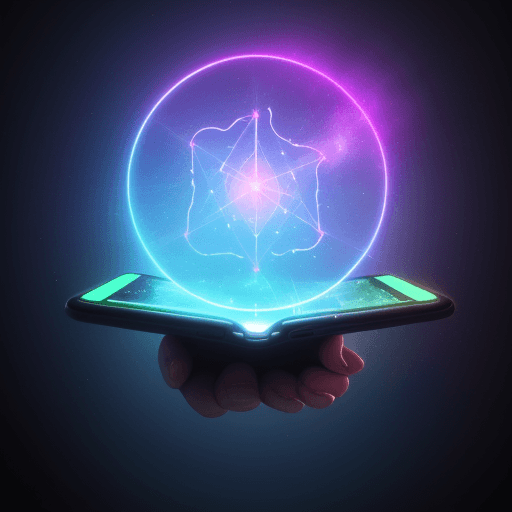 AI generated: a phone in the Sky Magick glowing particle