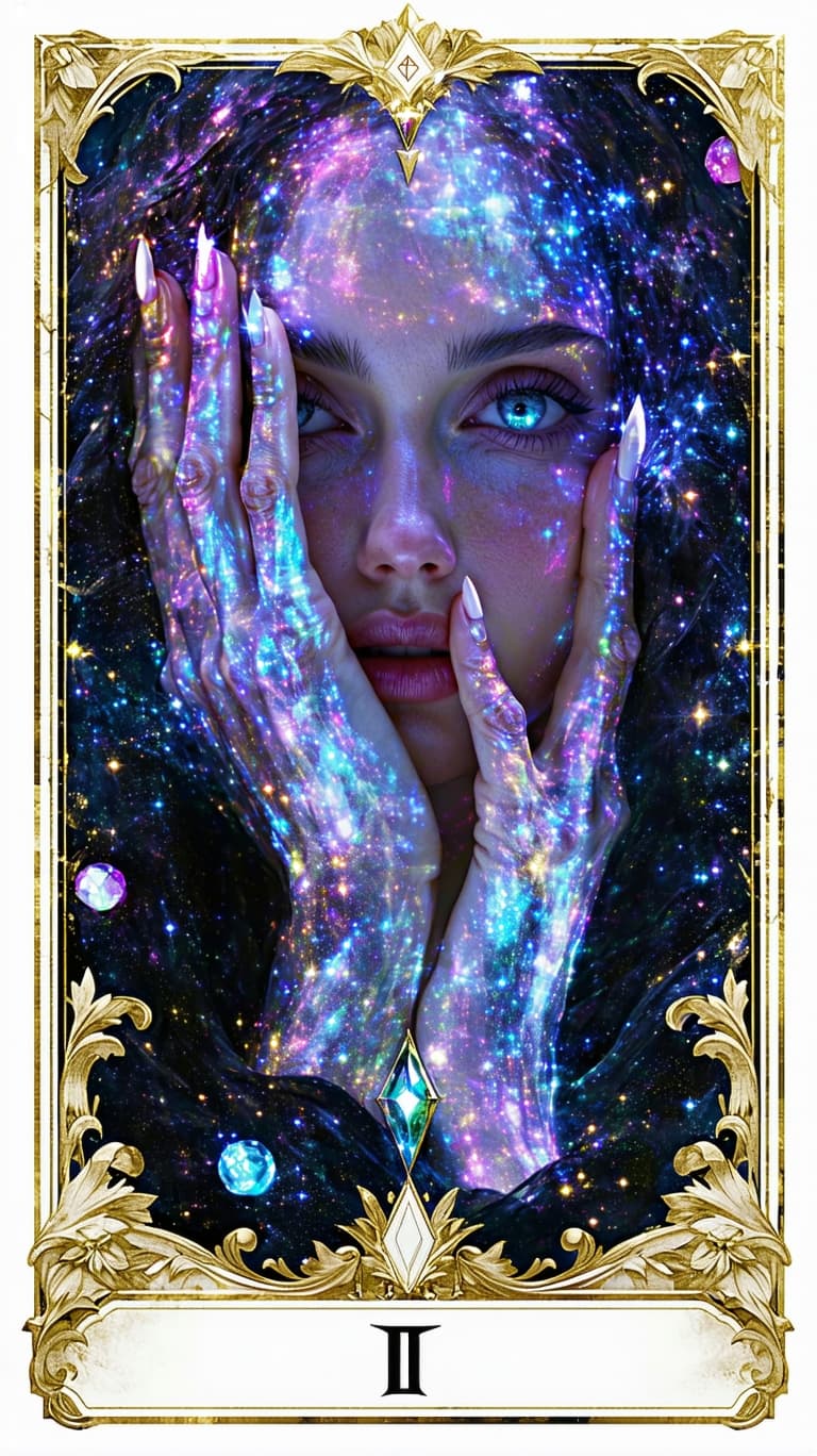 AI generated: Tarot card frame with photo placeholder romantic opEach Major Arcana card will feature hyper-realist...