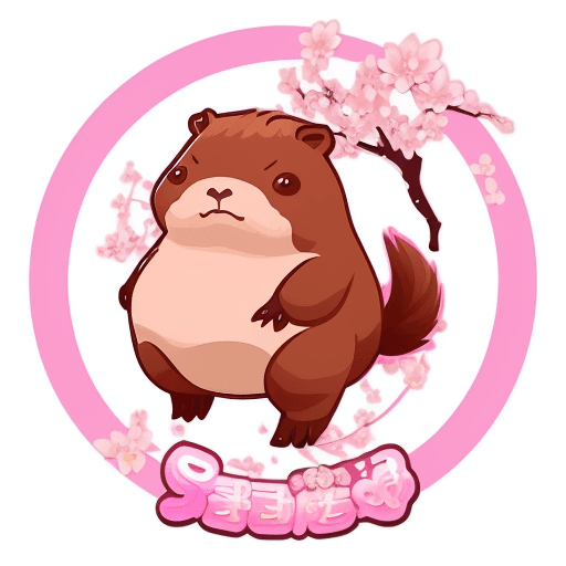 AI generated: 3D Logo for online shop vector style, matrix, cute, pink, galaxy kwai, flashes combined with capybar...