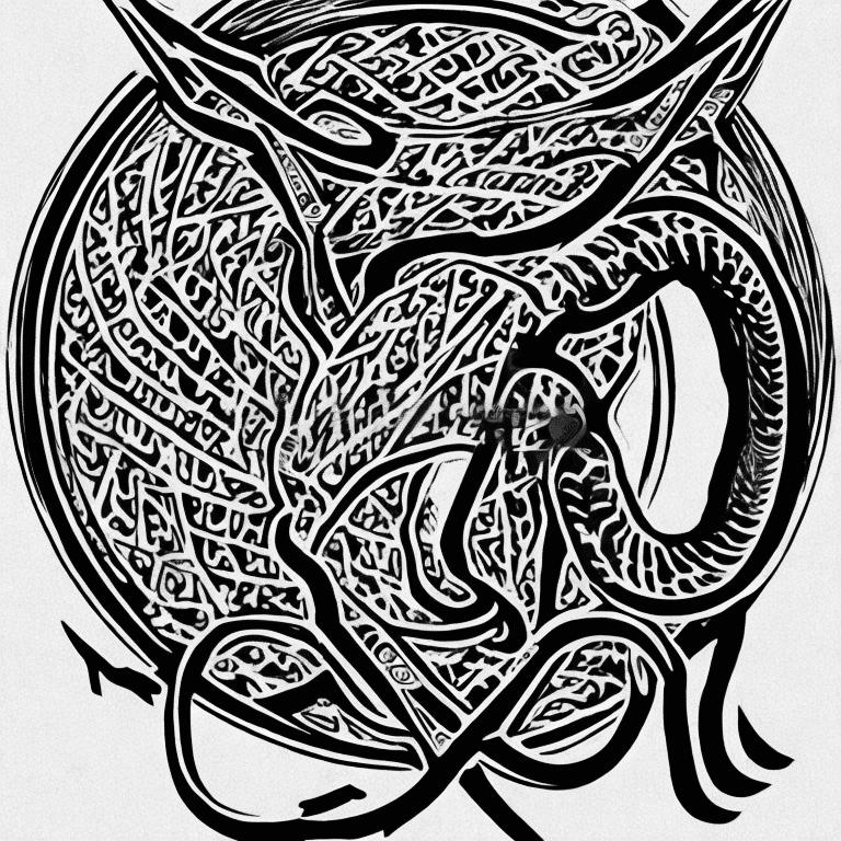 AI generated: uroboro, self-eating snake, circle, black and white engraving, ouroboros, vintage, ink, white backgr...
