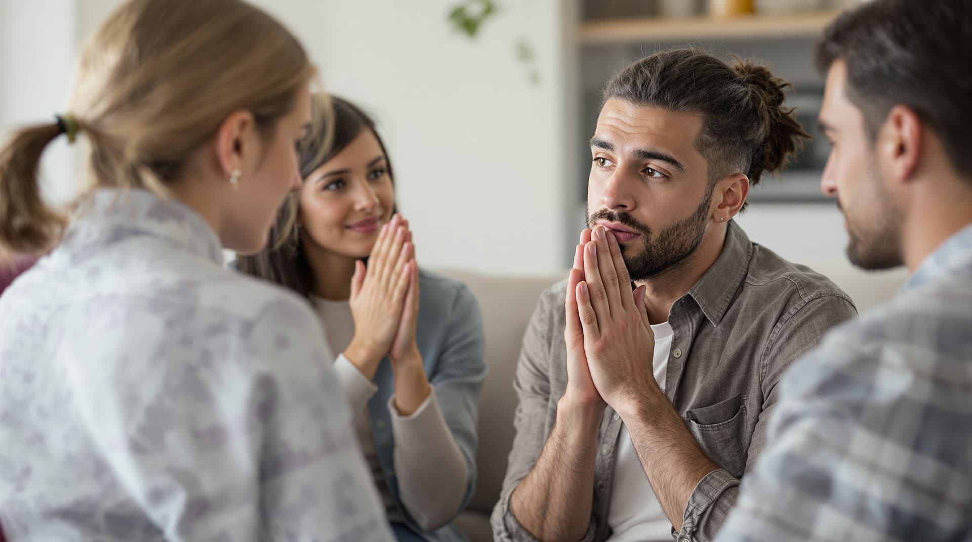 AI generated: A young man apologizing sincerely to his friends and family.