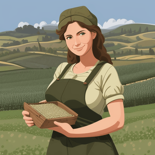 AI generated: modern rural woman proud of her work in the olive field using farm tools in vector style