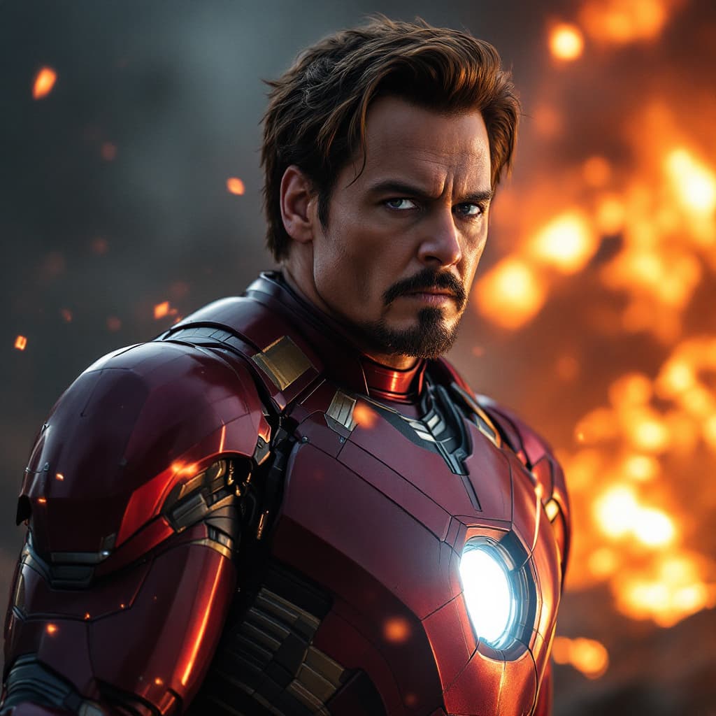 AI generated: Johnny Depp as Ironman in Avengers: Endgame