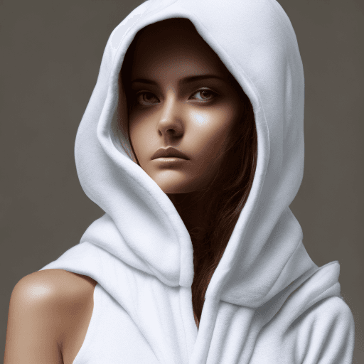 AI generated: hot beautiful body girl wearing white hood, detailed skin texture, beautiful posture