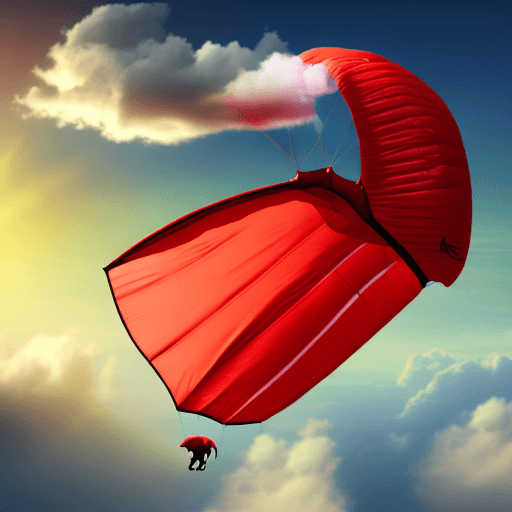 AI generated: Elephant attached to a red parachute falling through sunny clouds.
Style: photo realistic