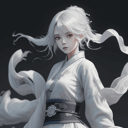 AI generated: cut ghost characters, white background, ink wash painting, <lora:wuxia:0.8> , (style-swirlmagic:0.7)...