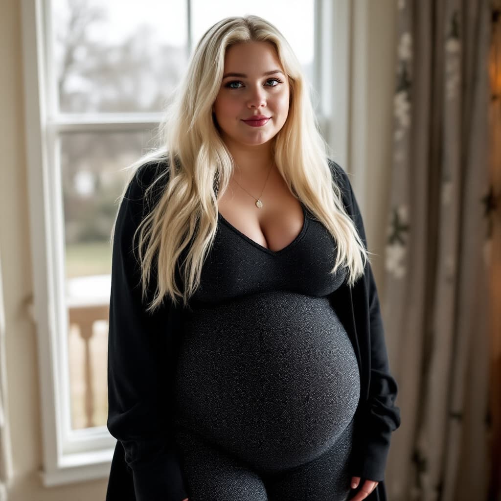AI generated: Real Photo of Phoebe Bridgers, Showing her new 30lb weight gain, with most of the weight being locat...