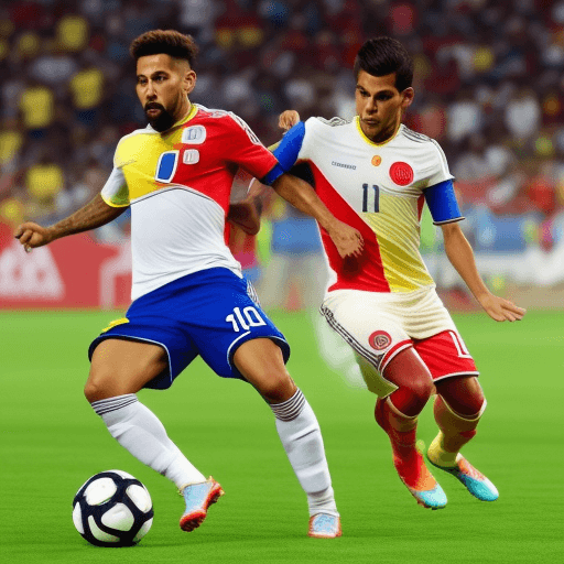 AI generated: “Imagina una imagen que comunique el partido Perú vs Colombia, colocando las banderas de cada país. ...