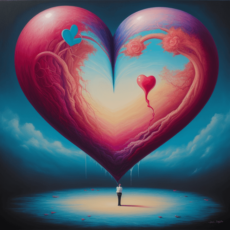 AI generated: Painting, Surreal art, heart and love