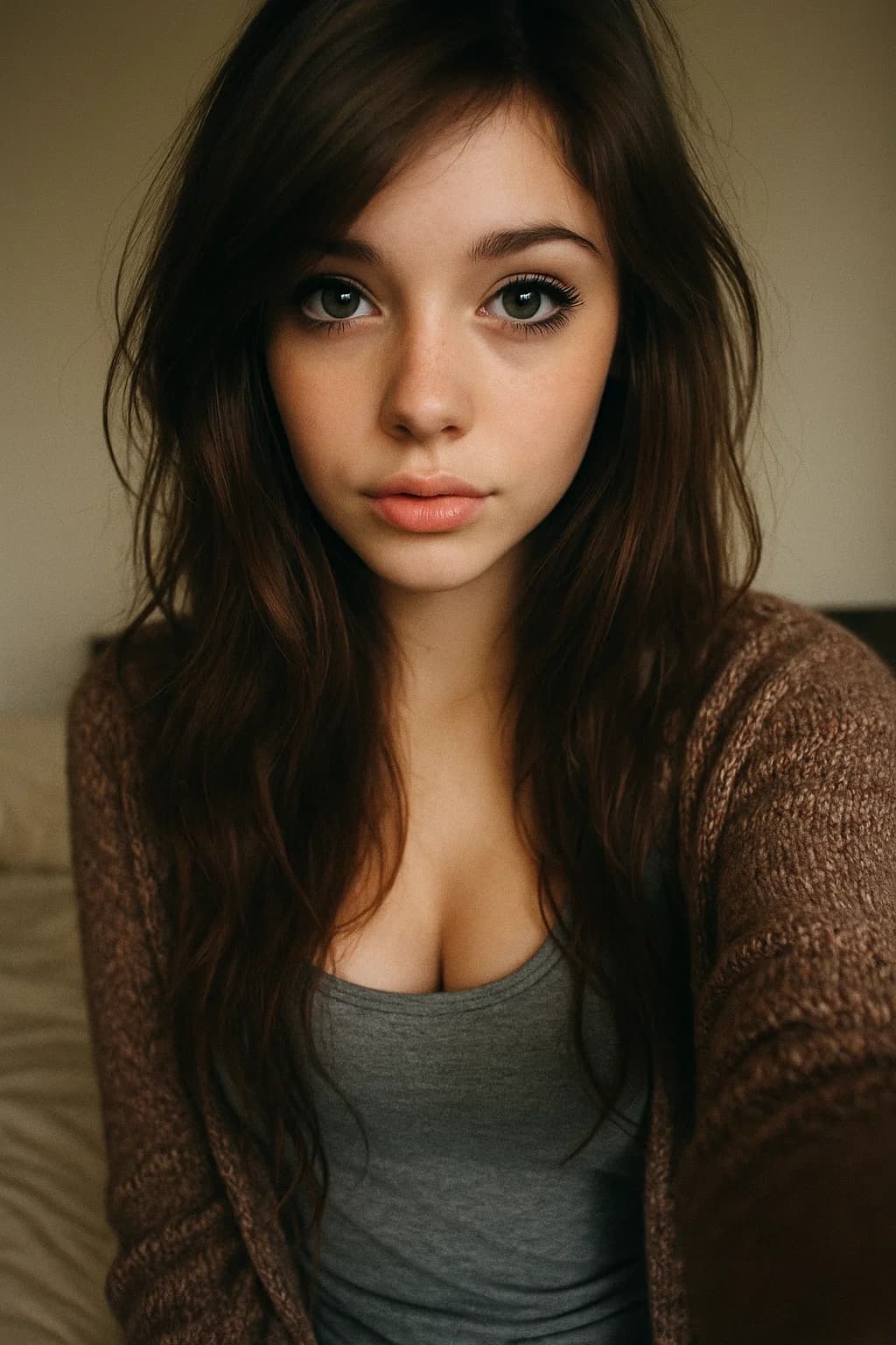 AI generated: extra for the cam intimate looking tumblr photo of a cute young woman what would go viral in 2012