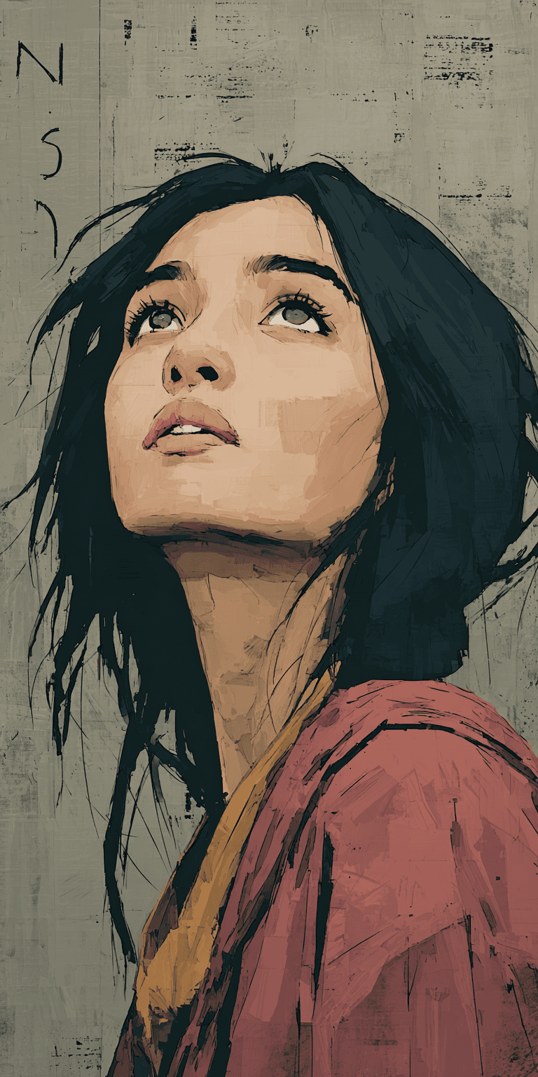 AI generated: a painting of a woman, in the style of brushstroke-intensive portraits, cinematic elegance, golden l...
