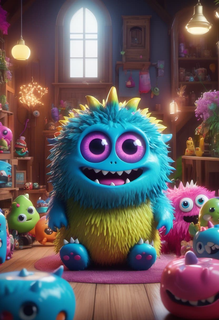 AI generated: (A cute monster:1.2), colorful, clutter, ultra detailed, mysterious, scary, perfect environment, cin...