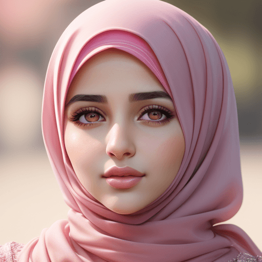 AI generated: Create a realistic style portrait of a gorgeous Turkish muslim women wearing pink color hijab , gorg...