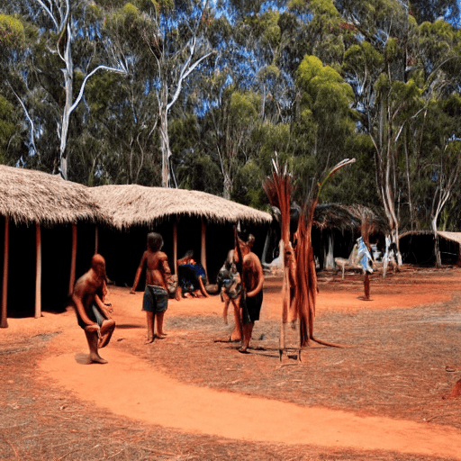 AI generated: Australian Aboriginal village