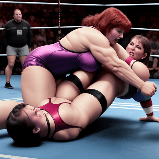 AI generated: Two 40 year old muscular heavyweight women wrestling