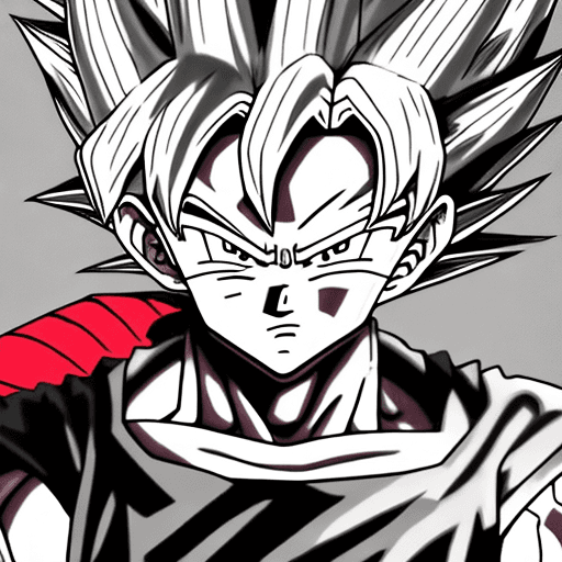 AI generated: dragon ball art, in the style of solarization effect, dark red and gray, uhd image, charming anime c...
