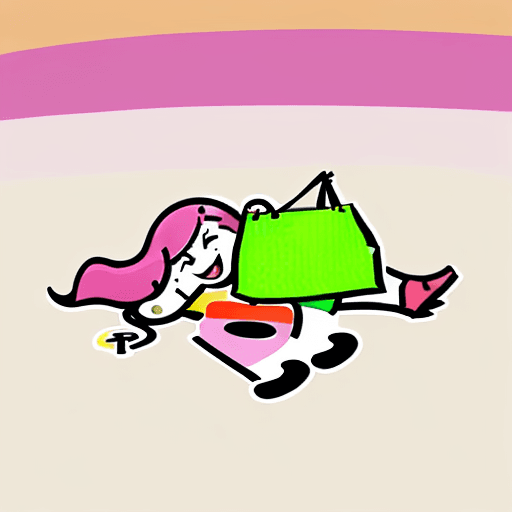 AI generated: Design a vibrant, eye-catching icon that depicts a joyful character lying on the floor, completely s...